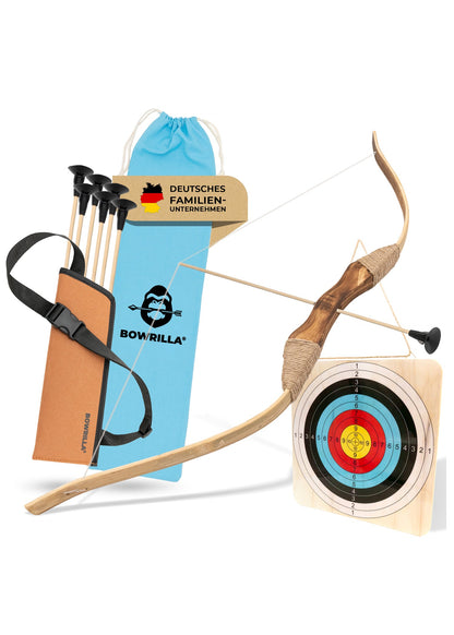 10 tlg. Holz Pfeil &amp; Bogen Set für kleine Schützen ab 4 J.