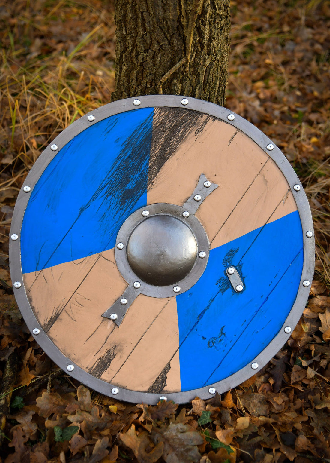 larp wikinger schild fjorn blau braun 60 cm