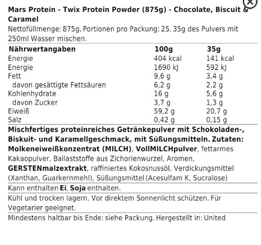 Twix Hi Protein Powder 875g Choco Biscuit and Caramel