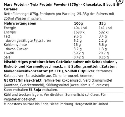 Twix Hi Protein Powder 875g Choco Biscuit and Caramel