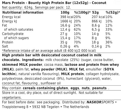 Bounty High Protein Bar 12x52g