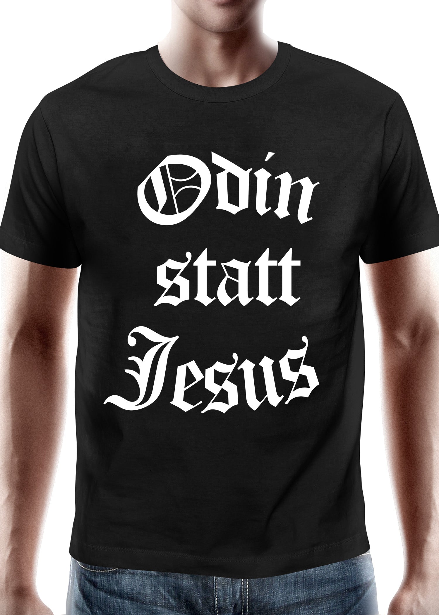 Odin statt Jesus T Shirt   Statement im Wikinger Stil