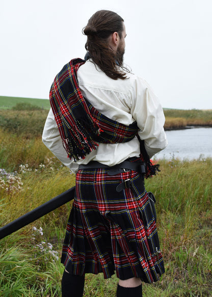 8 yard kilt schottenrock black stewart tartan