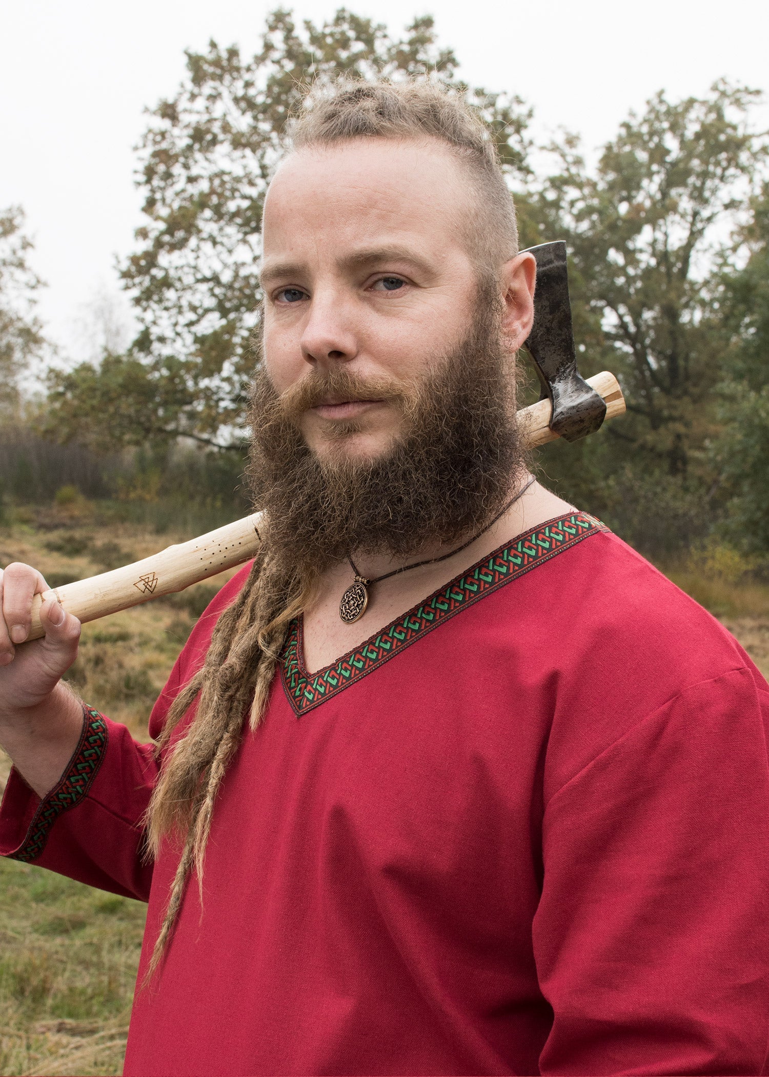 wikinger tunika aus baumwolle dunkelrot