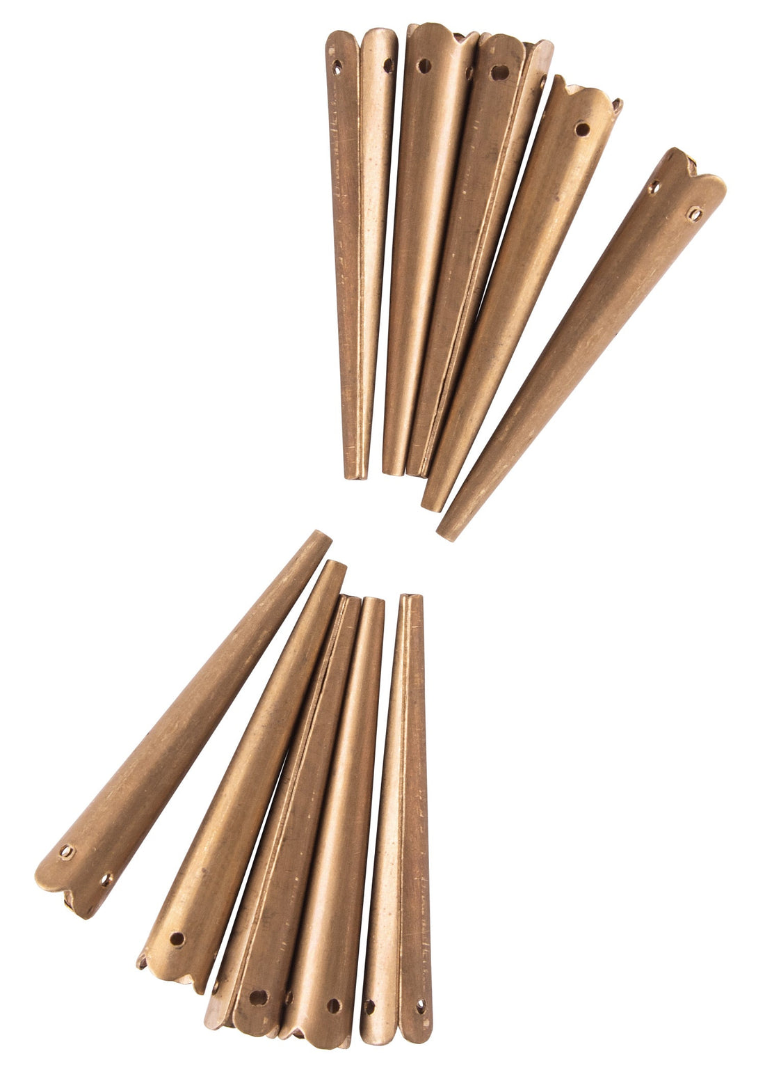 10 Nestelspitzen mit Krone aus Messing für Gewandung