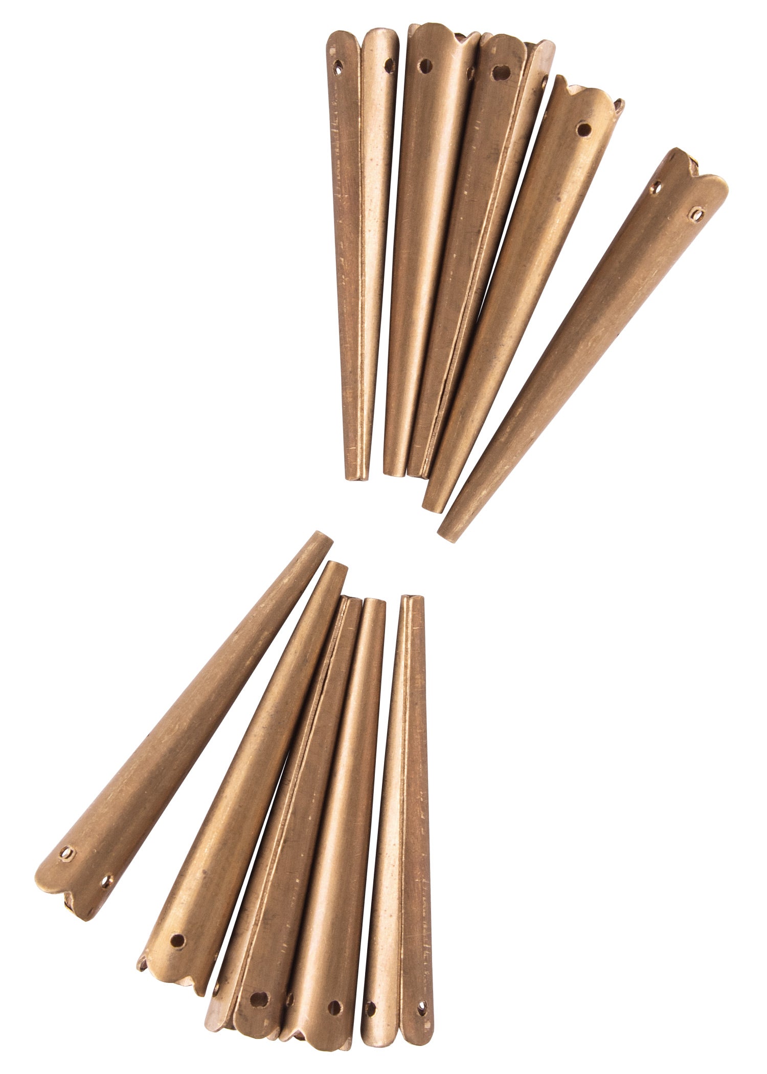 10 Nestelspitzen mit Krone aus Messing für Gewandung