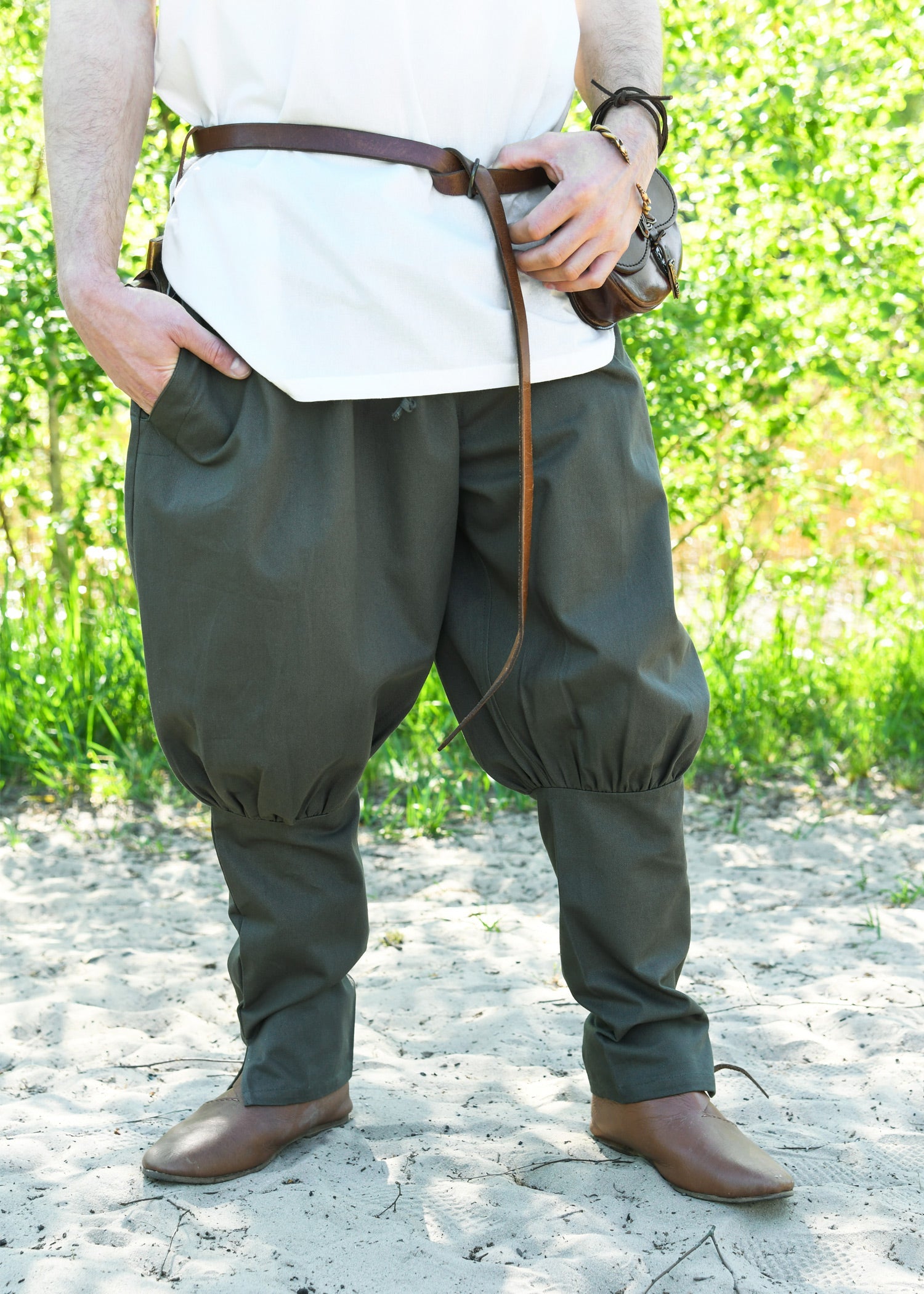 Wikinger Rushose Olaf, Oliv – Authentische Pluderhose
