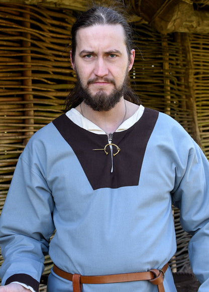 mittelalterliche tunika vallentin blaugrau braun