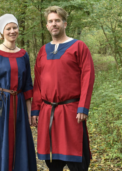Mittelalter Tunika Vallentin in Rot/Blau