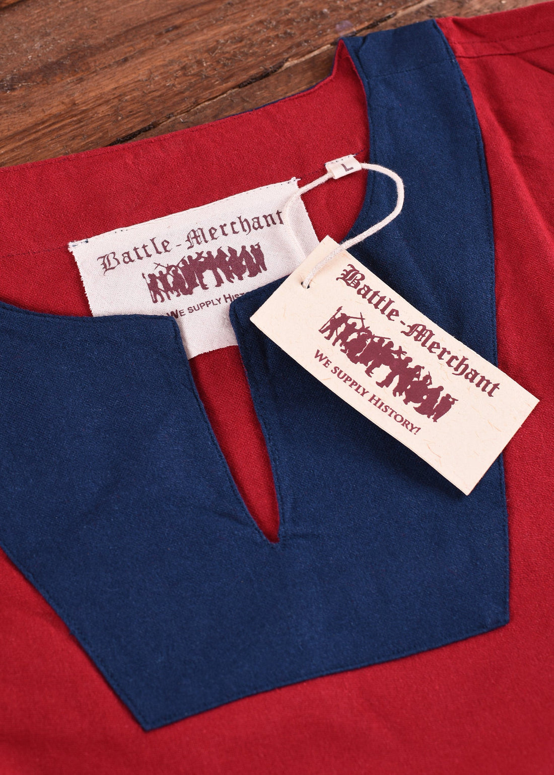 mittelalterliche tunika vallentin rot blau