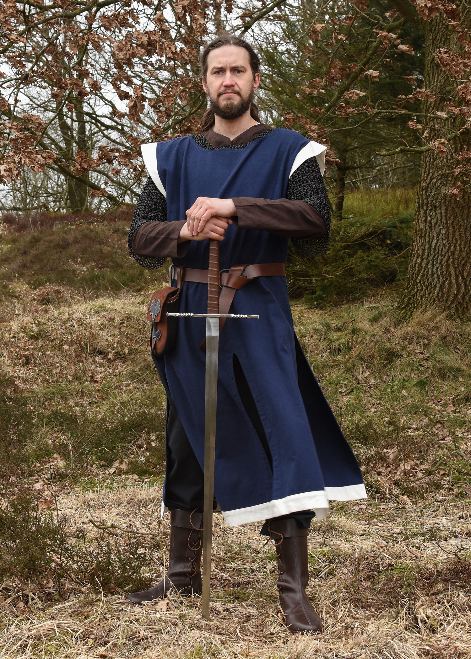 Waffenrock Eckhart: Blau Natur für Reenactment &amp; LARP