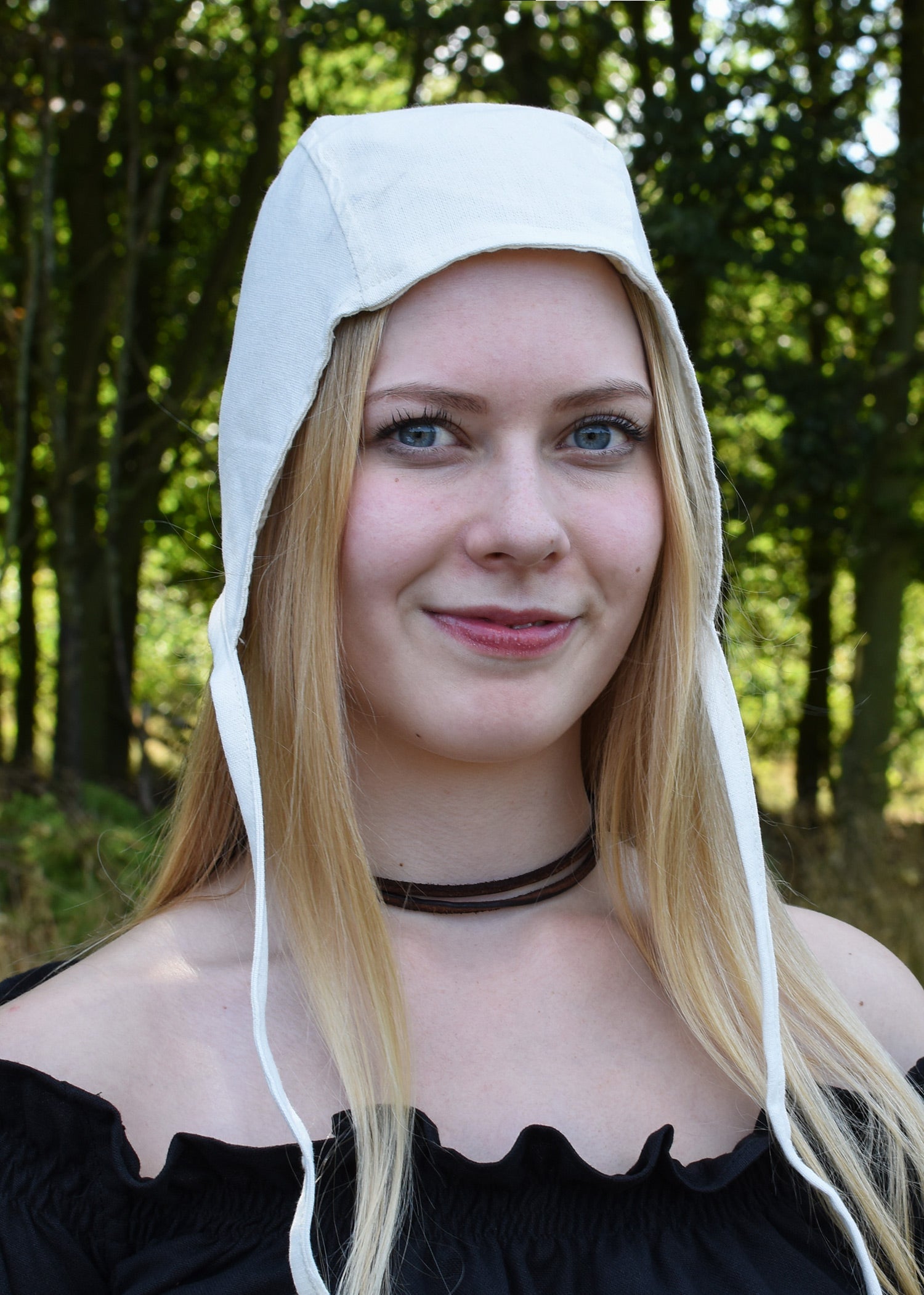 mittelalter bundhaube mit baendern verschiedene farben