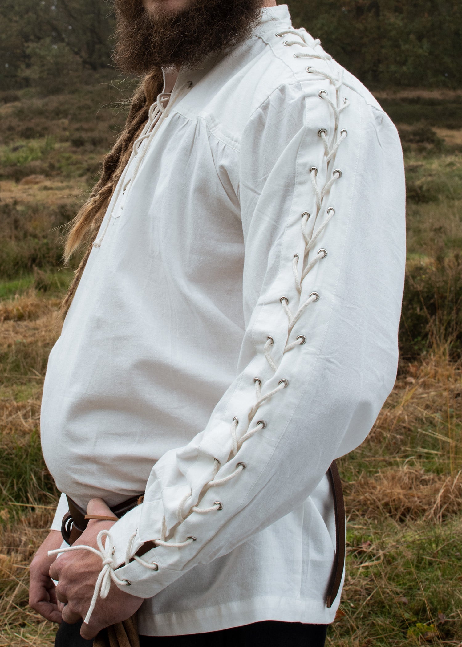 mittelalter hemd corvin mit schnuerung weiss