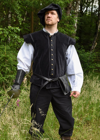 samt doublet victor mit metallknoepfen schwarz