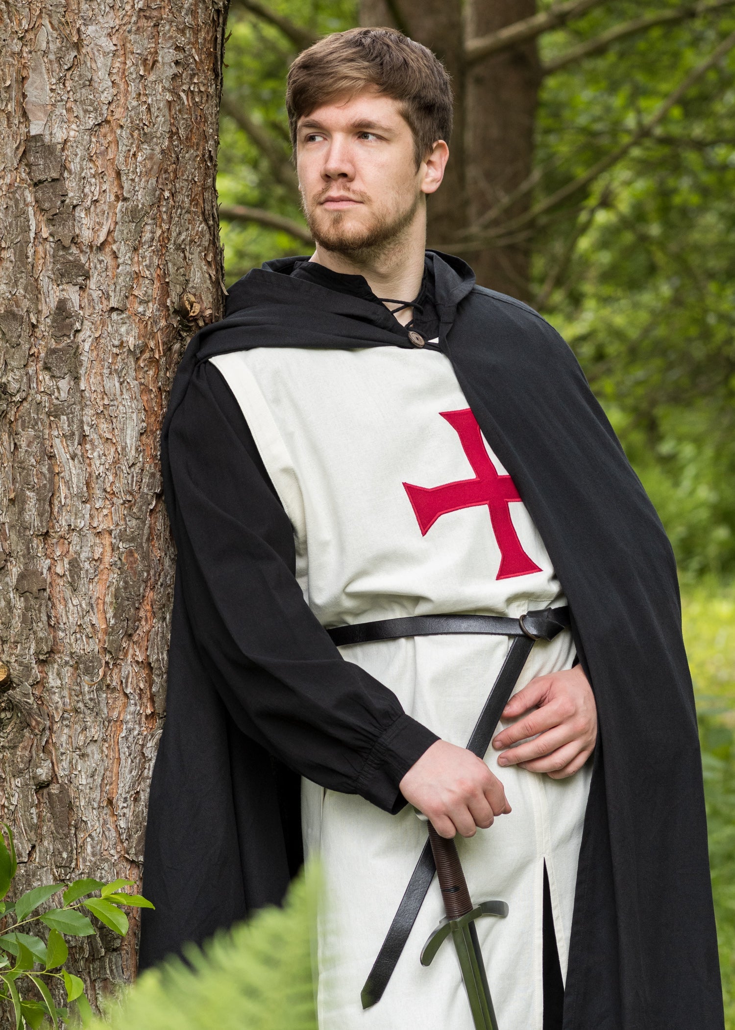Authentischer Templer Wappenrock Natur/Rot