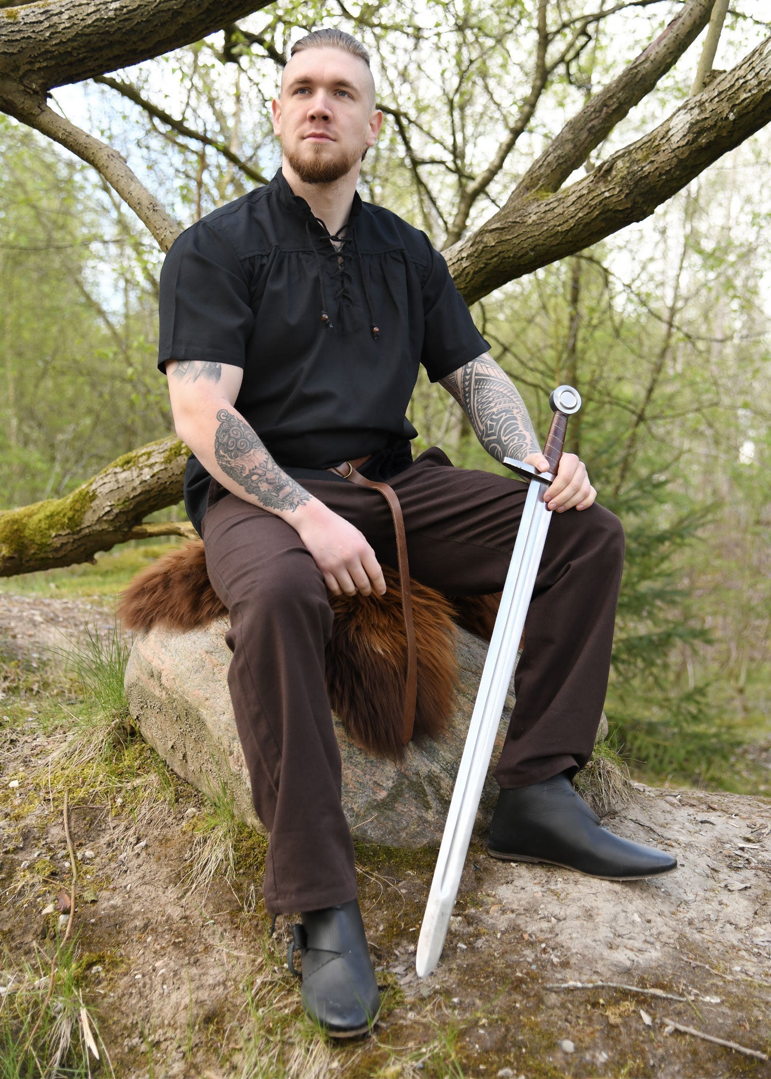 mittelalter hemd kurzarm schwarz