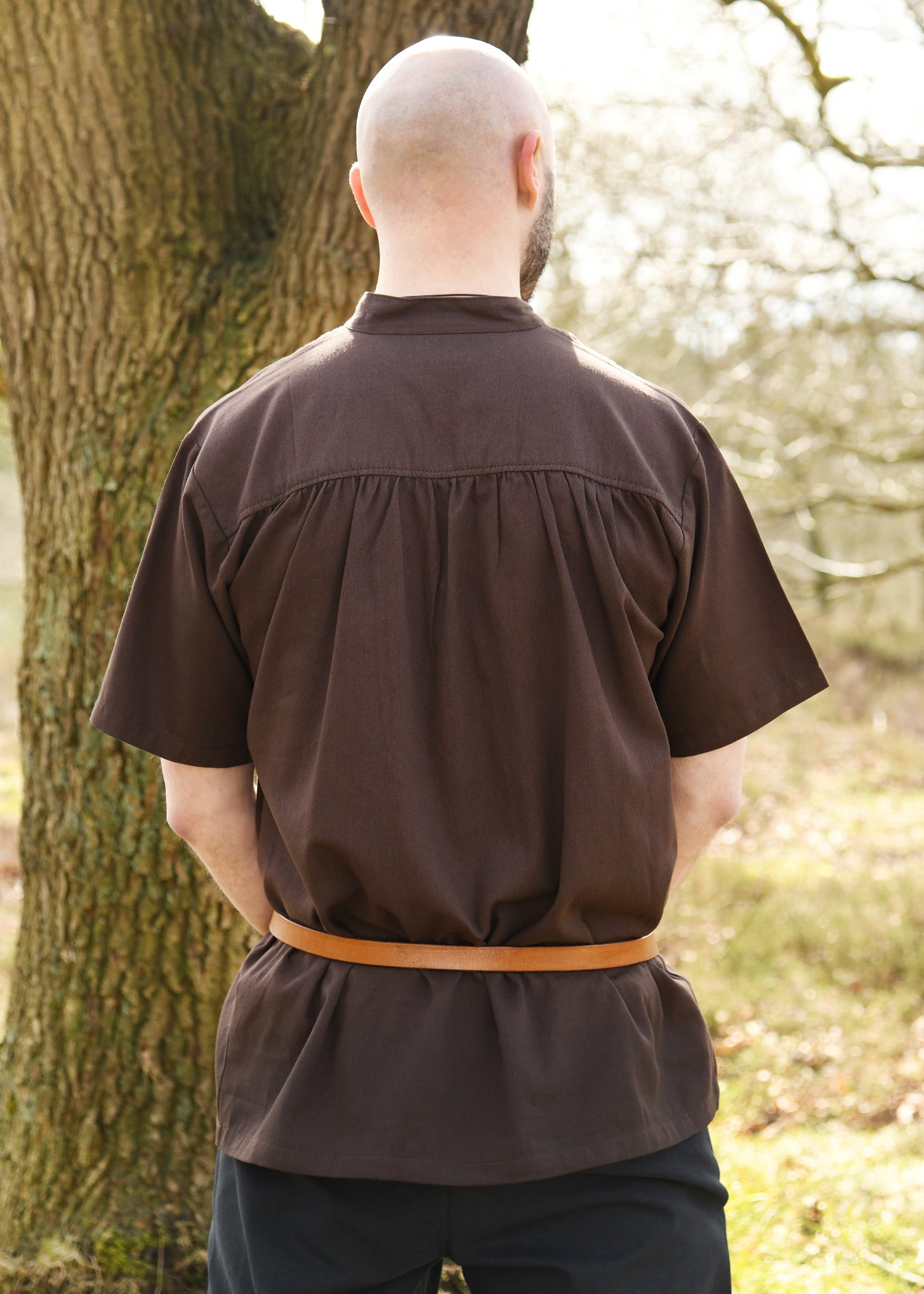 mittelalter hemd kurzarm braun