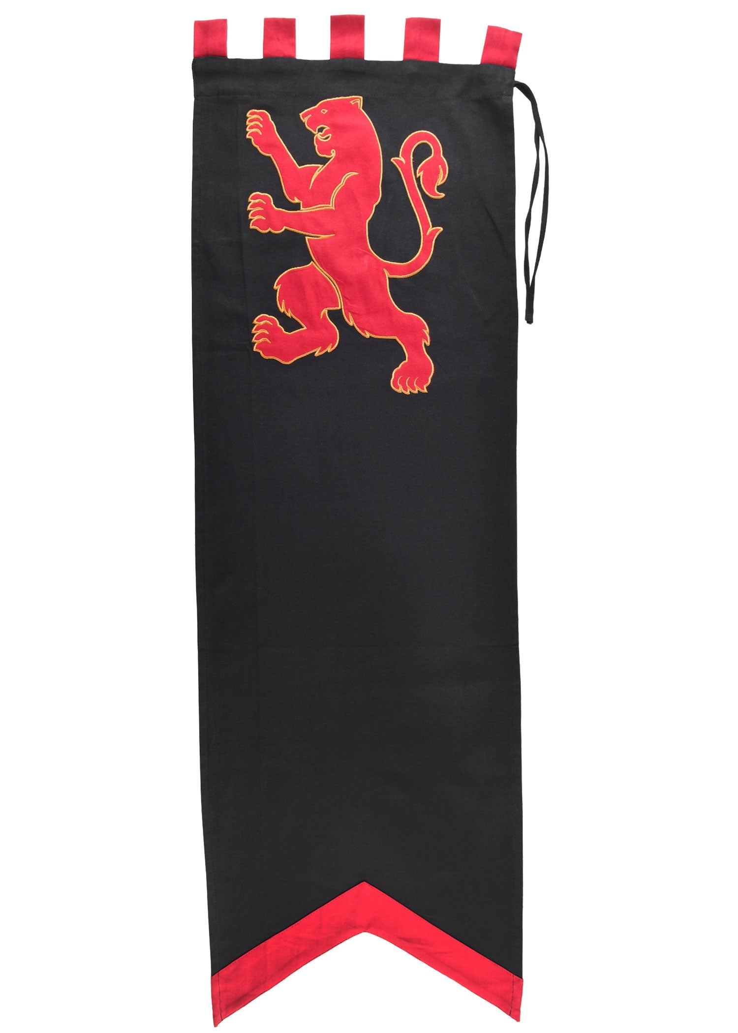 Mittelalter Löwen Banner, Schwarz Rot (125x44cm)
