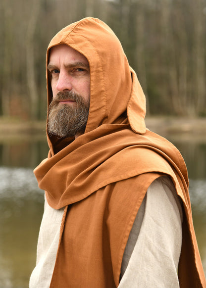 mittelalter schal mit kapuze beigebraun