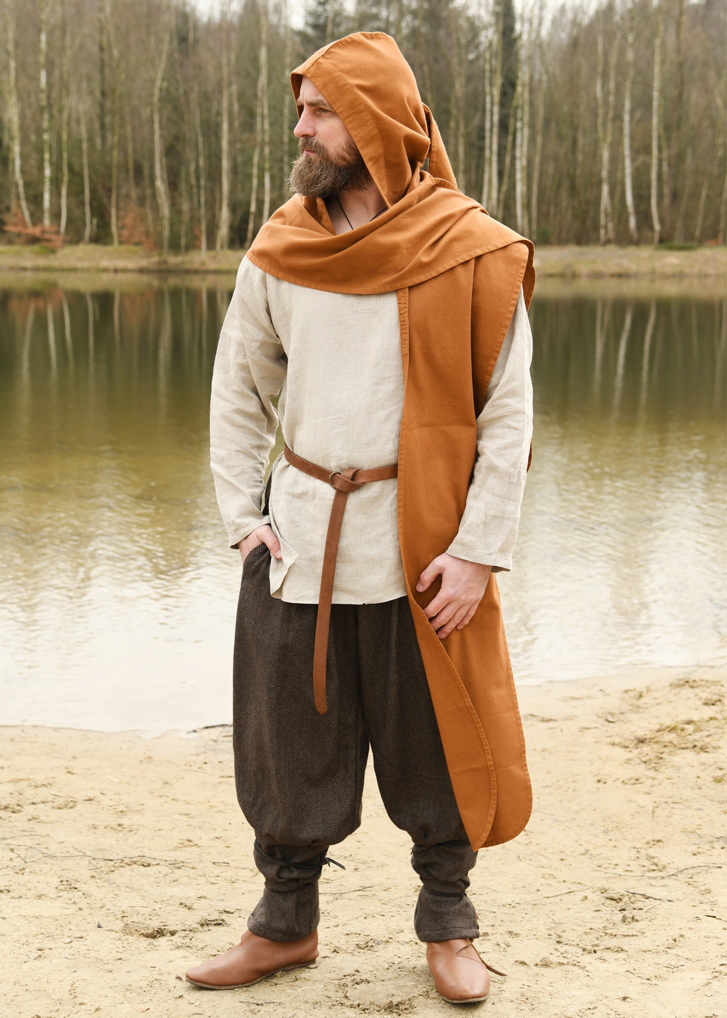Mittelalter Kapuzenschal &amp; Gugel aus weicher Baumwolle