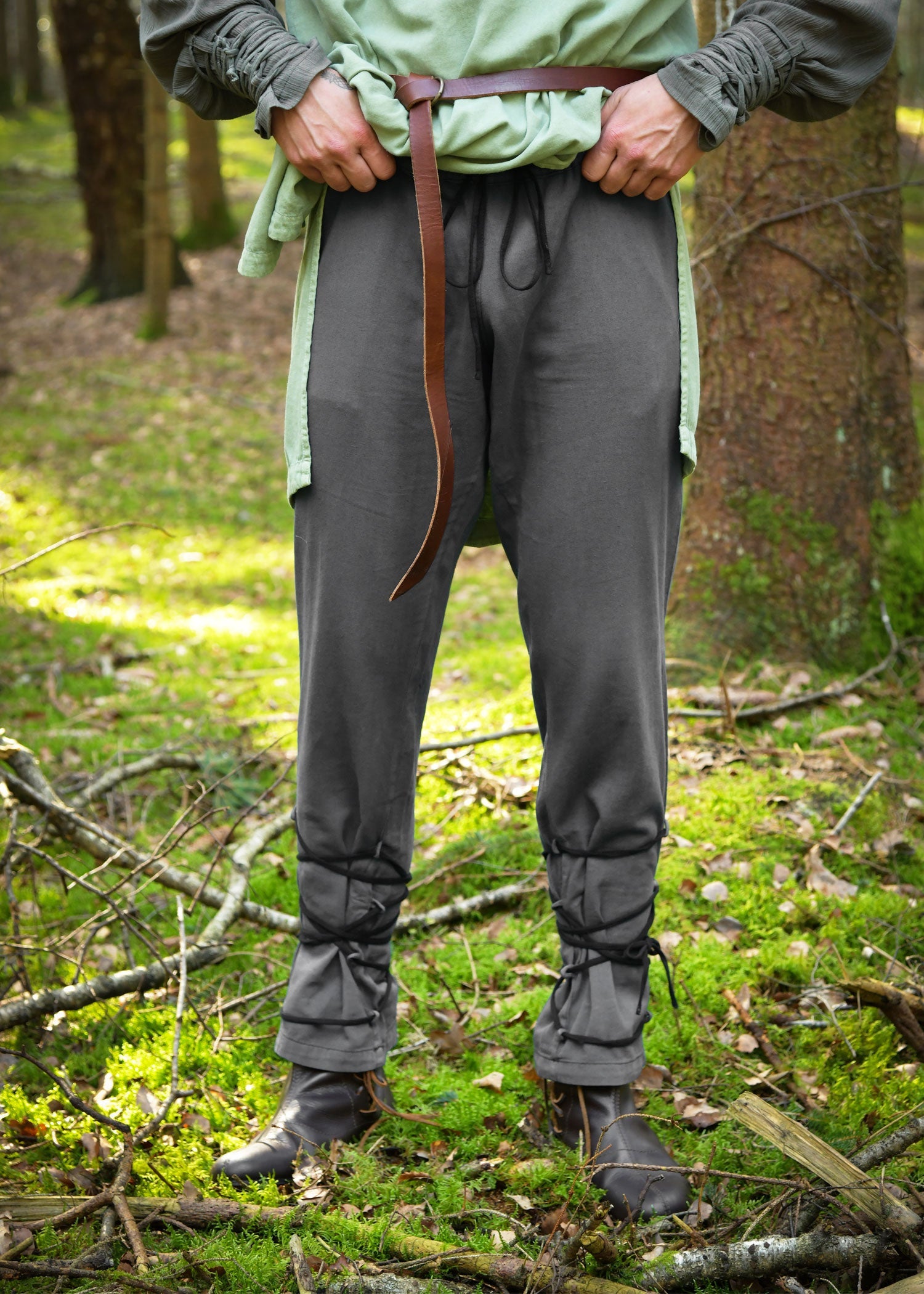 Mittelalter Hose Thalor mit Schnürung, Grau