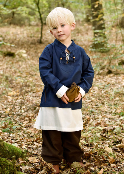 Blaues Mittelalter Hemd Colin für Kinder mit Schnürung