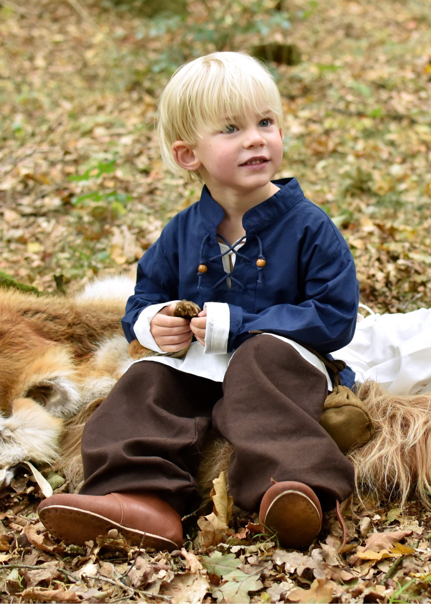 kinder mittelalter hemd colin blau