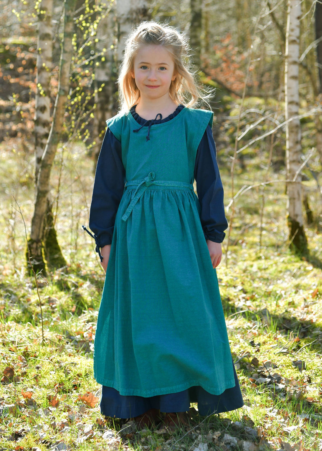 Mittelalter Überkleid Lilou für Kinder in Petrol