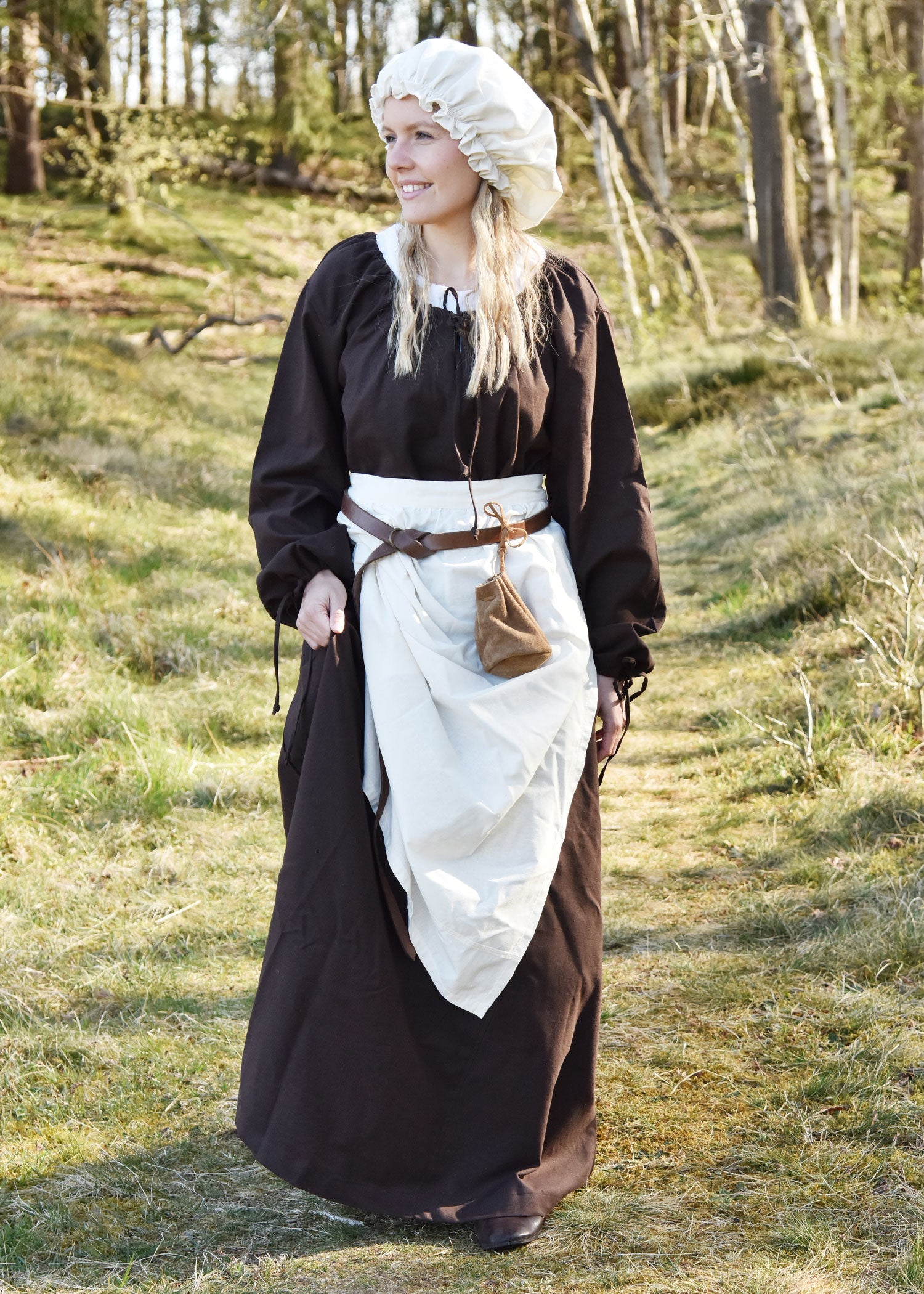 Mittelalter Unterkleid Ana Braun XXL aus Baumwolle