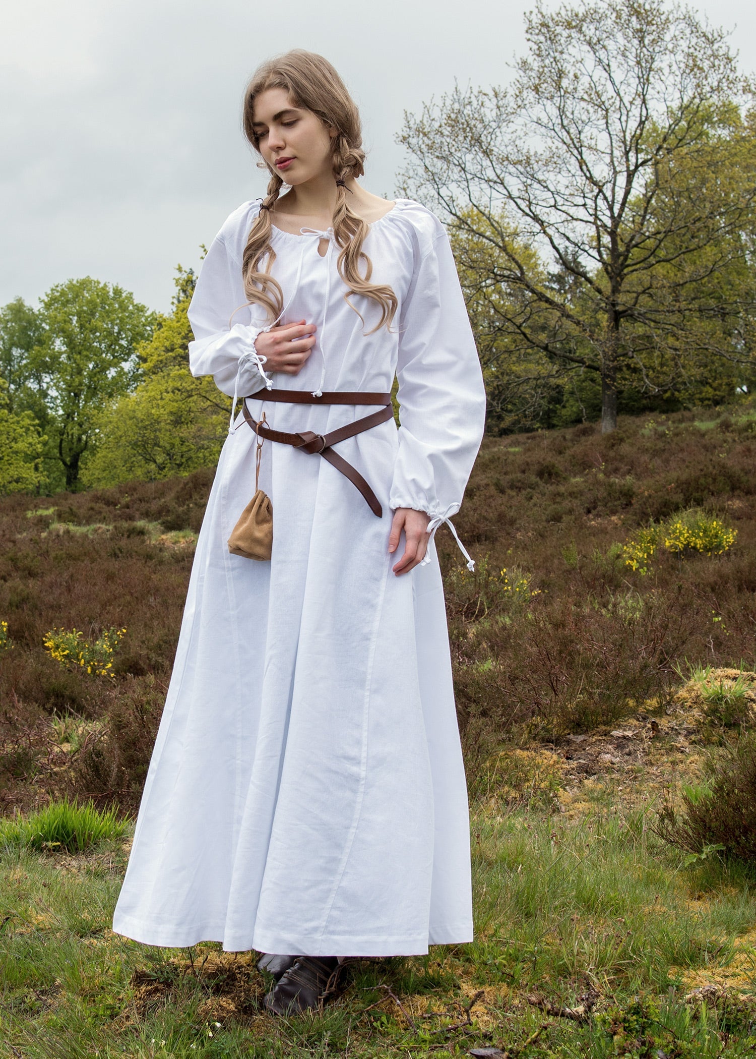 Mittelalter Unterkleid Ana, Weiß aus Baumwolle