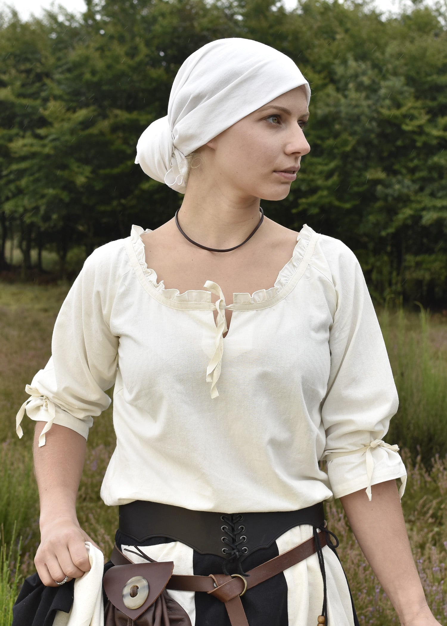 Mittelalter Bluse Birga mit Raffung, Natur