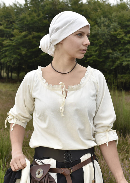 Mittelalter Bluse Birga mit Raffung, Natur