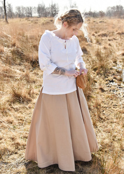 mittelalter bluse birga mit 3 4 arm weiss