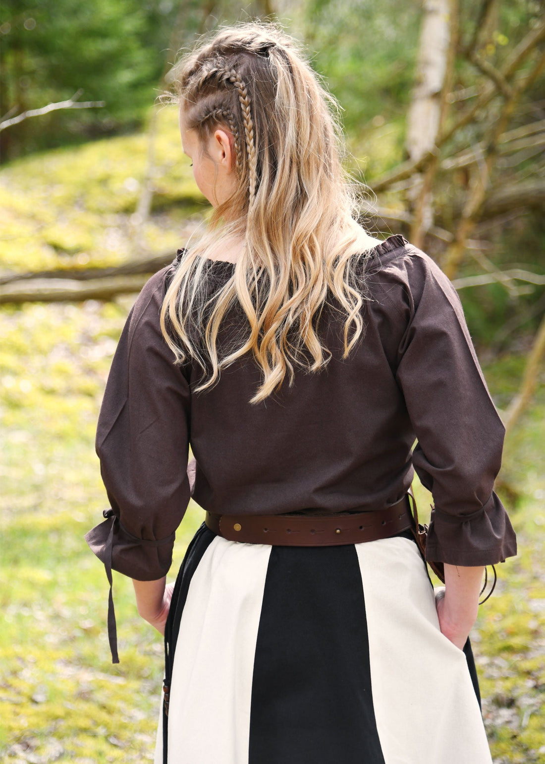 mittelalter bluse birga mit 3 4 arm braun