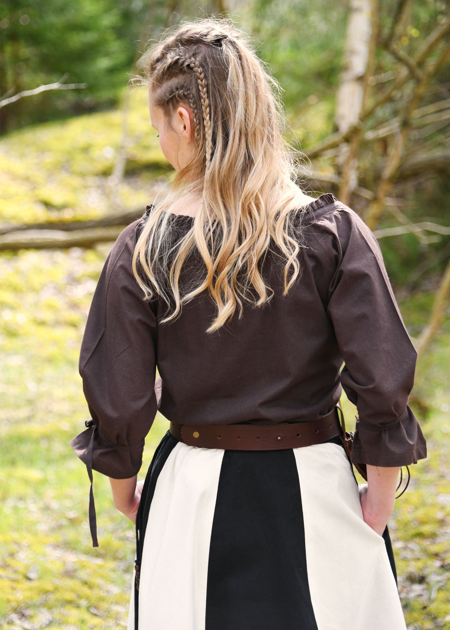 mittelalter bluse birga mit 3 4 arm braun