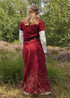Cotehardie Ava: Weinrotes Mittelalterkleid mit Schnürung