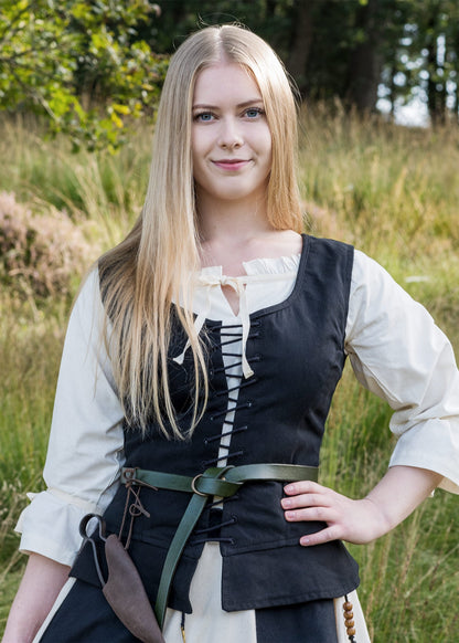 Schwarze Mittelalter Korsage Tilda mit Schößchen