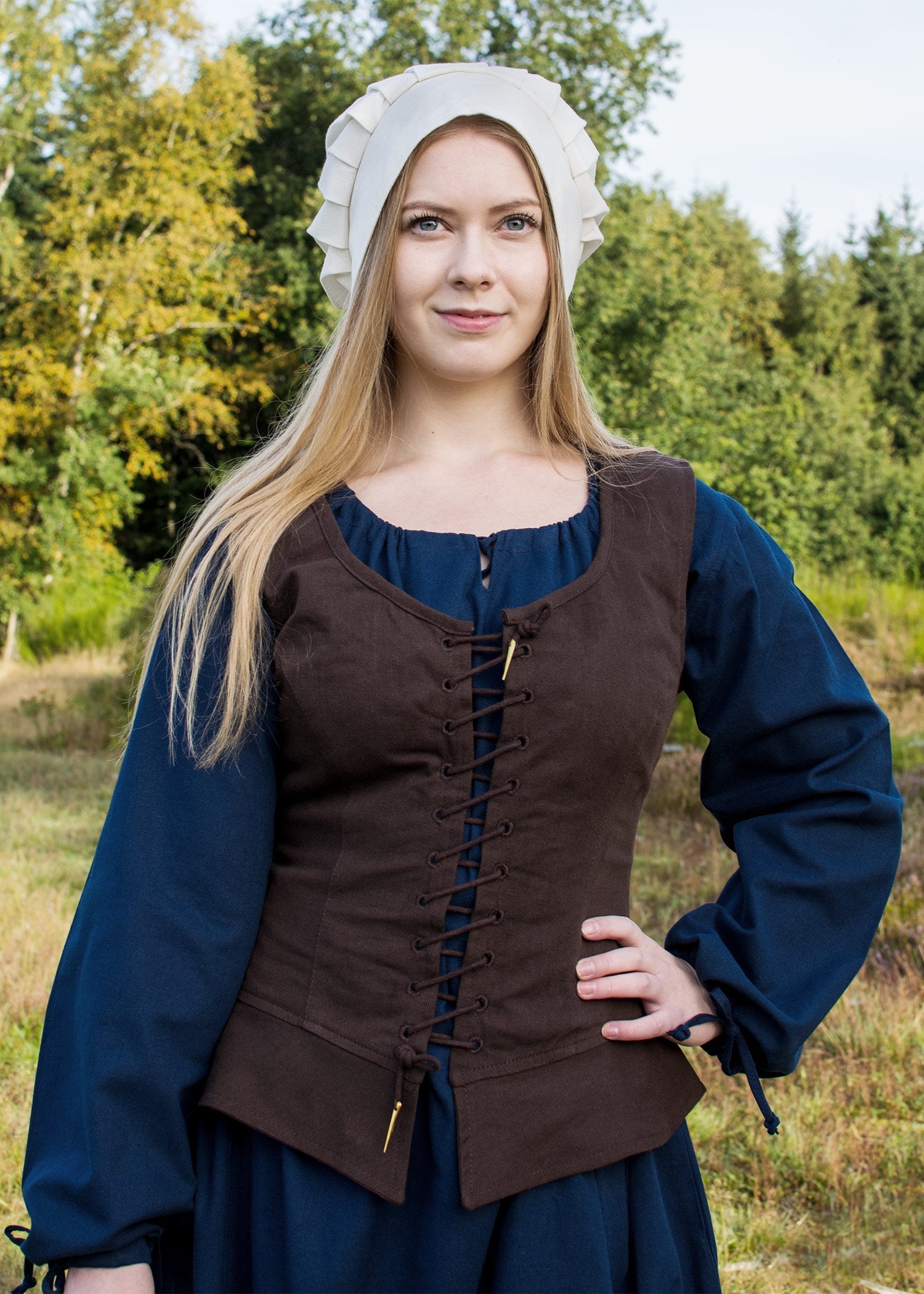 Mittelalter Korsage Tilda: Braunes Baumwollmieder