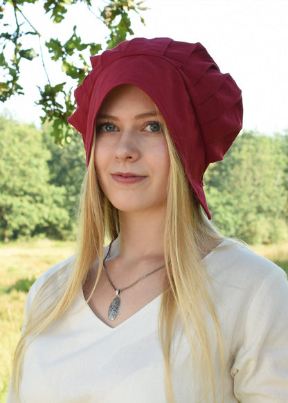 mittelalter haube mit gelegten falten verschiedene farben