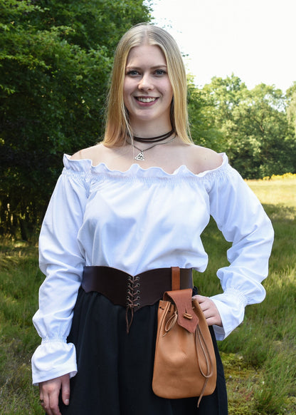 Weiße Mittelalter Carmen Bluse aus Baumwolle