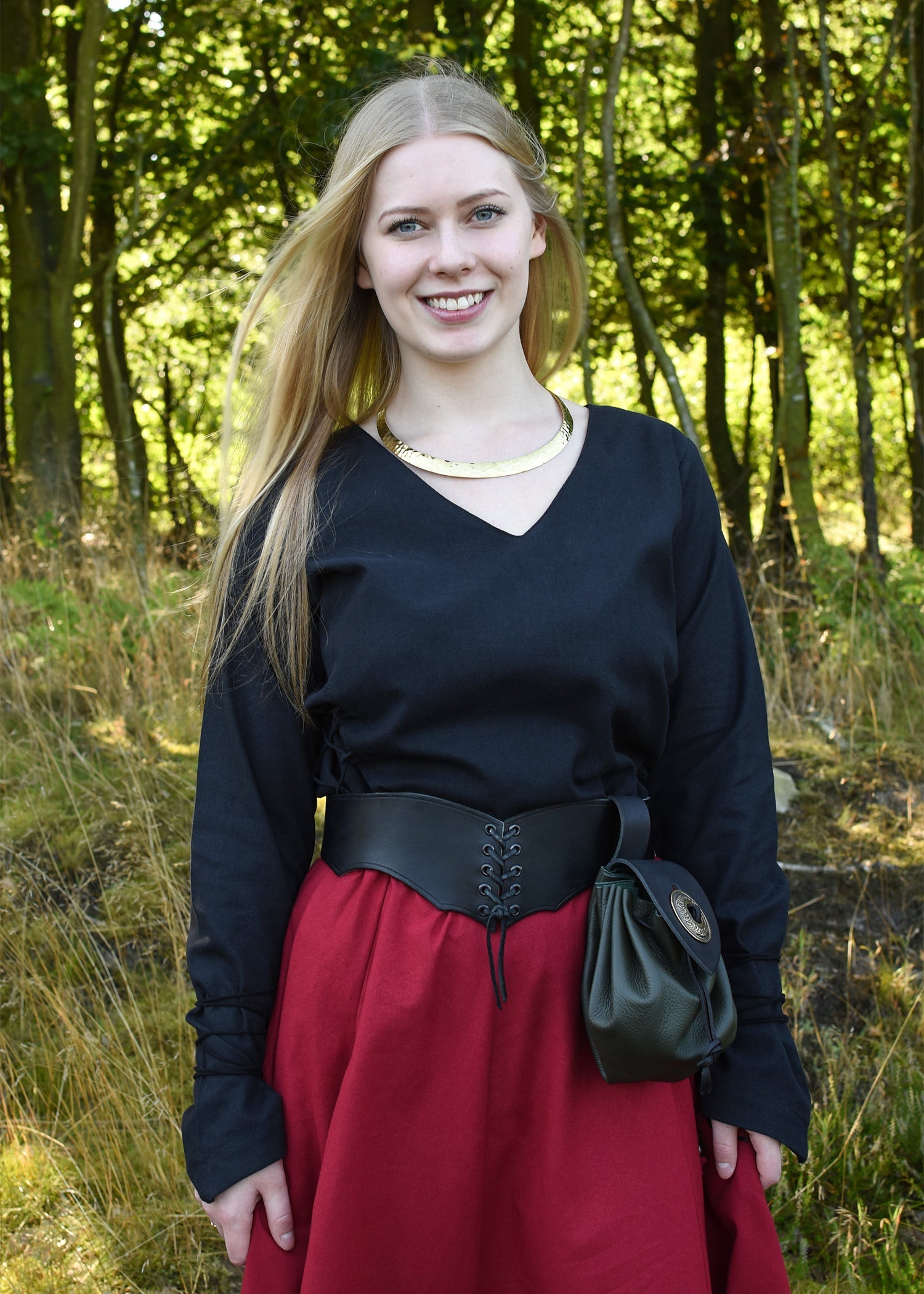 Mittelalter Bluse Aila mit Schnürung, schwarz