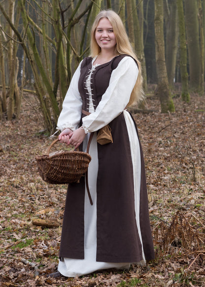 Braunes Mittelalter Überkleid Marit mit Schnürung