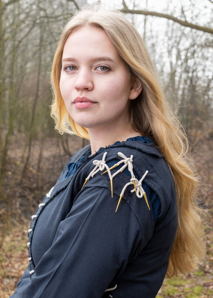 mittelalterkleid marit mit schnuerungen dunkelblau
