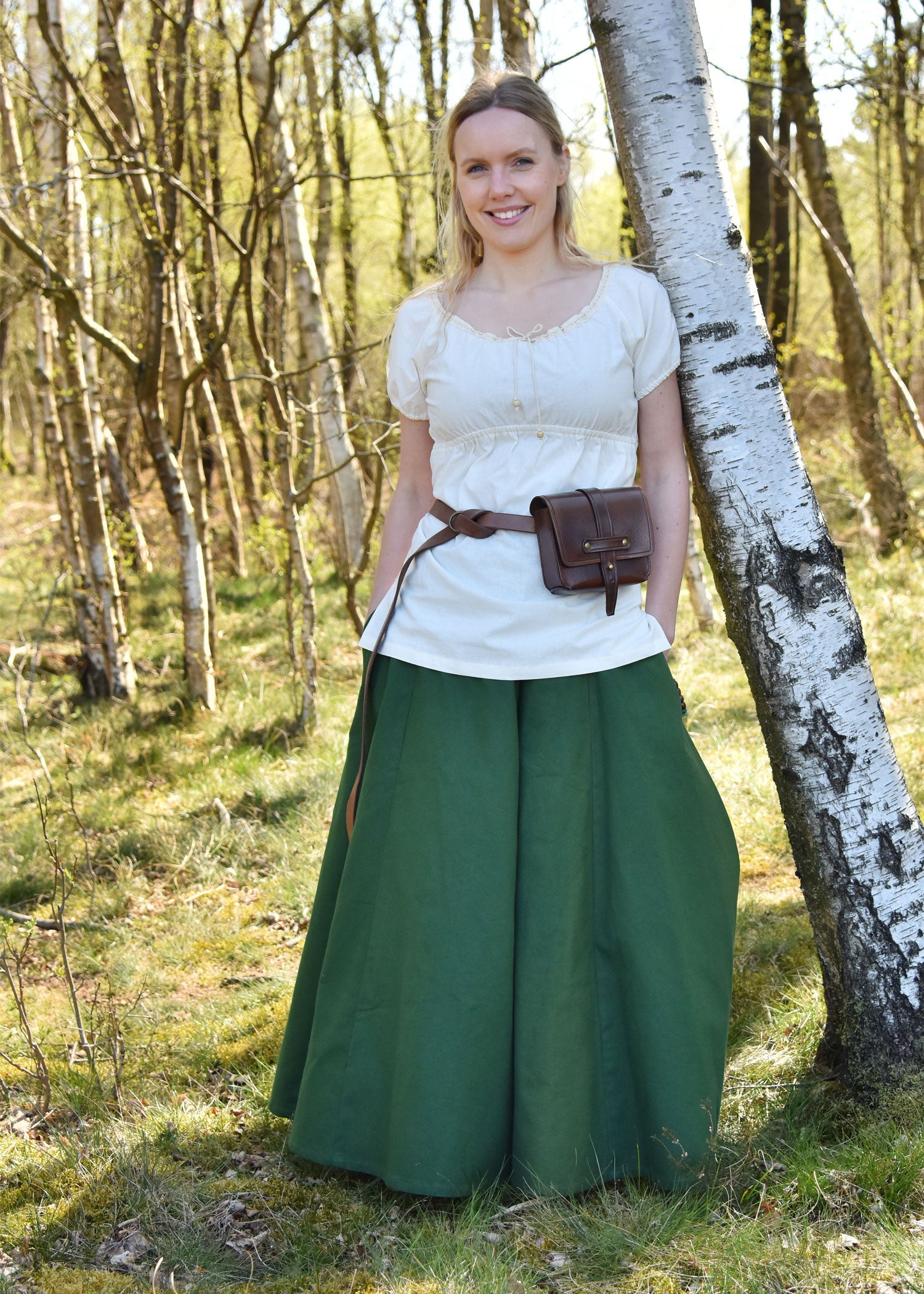 mittelalter kurzarm bluse aren natur