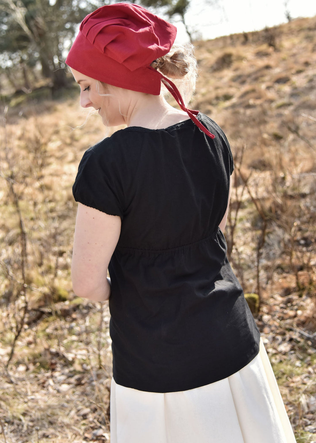 Mittelalter Kurzarm-Bluse Aren, schwarz