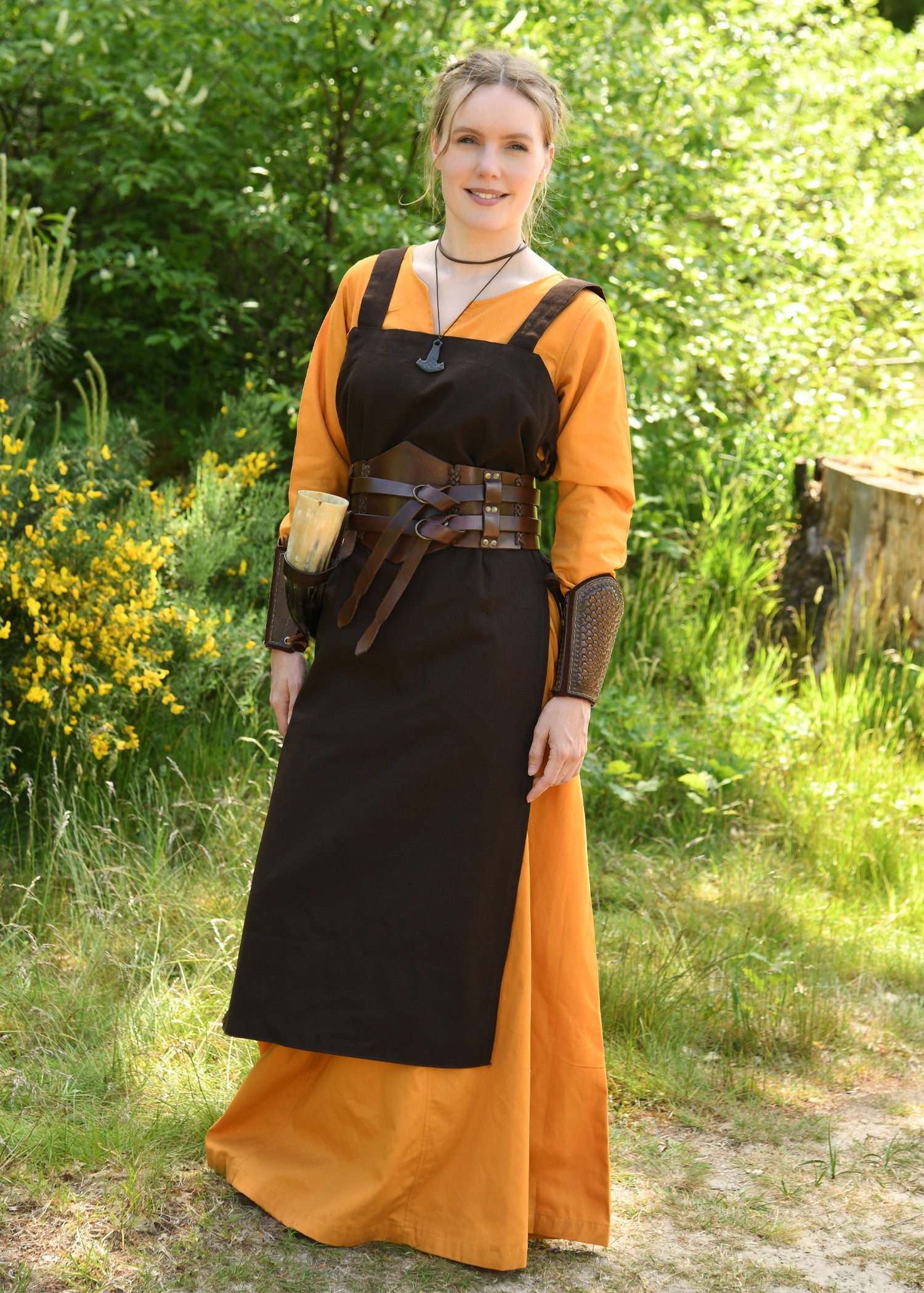 Wikinger Überkleid Tinna   Braunes Trägerkleid aus Canvas