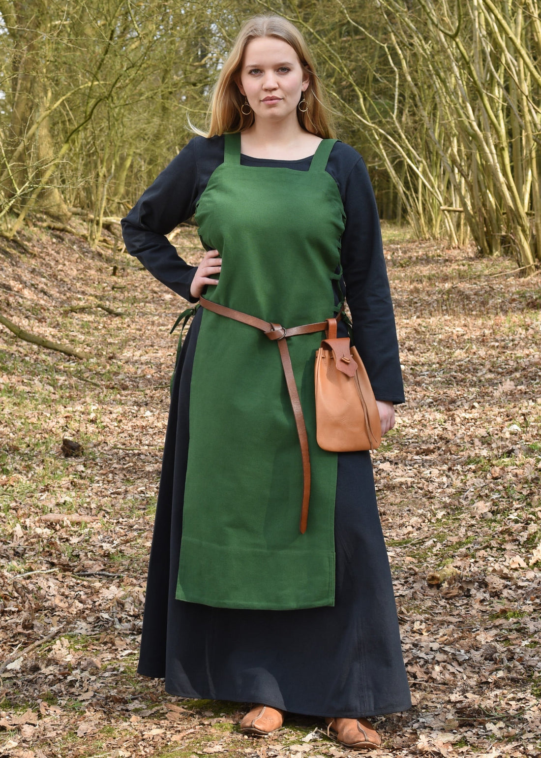 Wikinger Trägerkleid Tinna   Grünes Überkleid aus Canvas