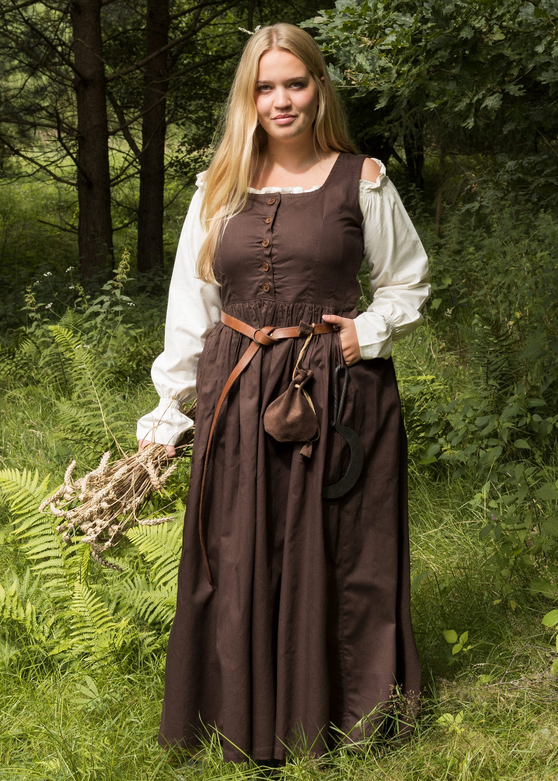 Mittelalter Trägerkleid Lene in Braun mit Schnürung