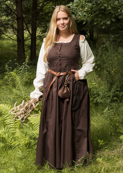 Mittelalter Trägerkleid Lene in Braun mit Schnürung