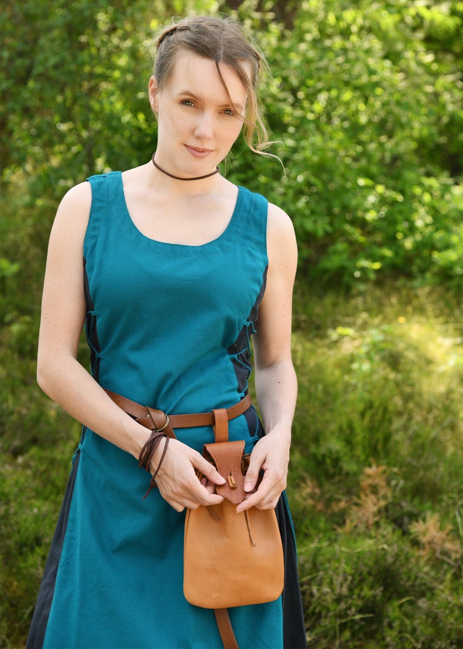 rmelloses berkleid jarle traegerkleid petrol dunkelblau